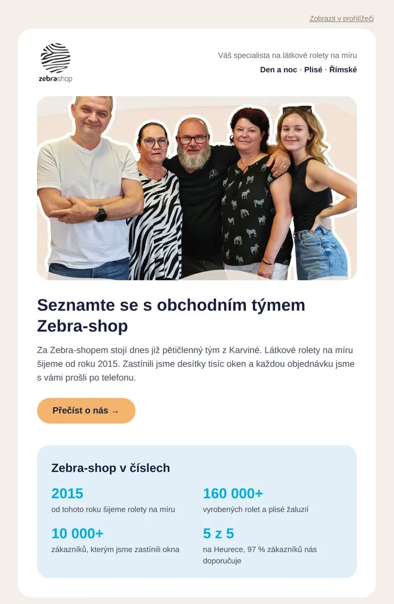 Newsletter Zebra-shop: Seznamte se s obchodním týmem, Zebra-shop v číslech